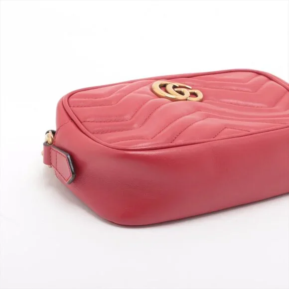 Sold✅Gucci GG Marmont Leather Chain Shoulder Bag Red 448065 - Picture 4 of 9